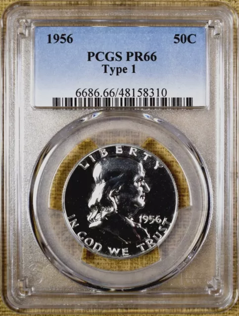 1956 Type 1 PCGS PR66 Franklin Half Dollar - PQ !!! - Reverse Cameo (310)