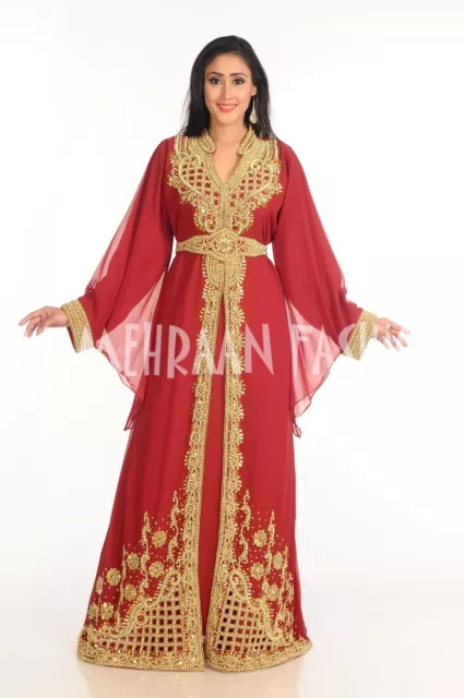 Elegant Moroccan Kaftan Fancy Jilbab Arabian Dubai Takshita Wedding Gown Dress