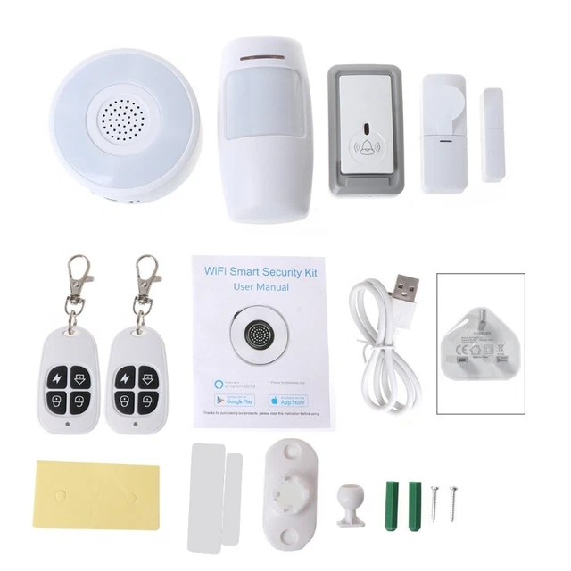 1 juego para kit de alarma de seguridad WiFi para el hogar para sensor de ventana de puerta de cubo