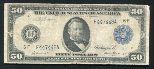 Fr. 1045 1914 $50 Frn Federal Reserve Note Atlanta, Ga *Burke/Glass 20 Known*
