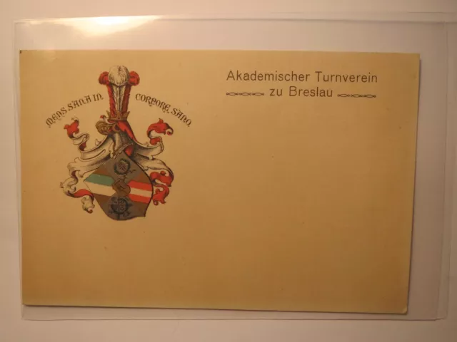 Breslau - Akademischer Turnverein - ATV - Wappen / Karte Studentika