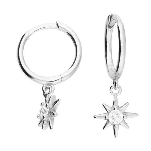 Créoles En Argent Sterling 925 Avec Breloque étoile - 12 Mm - Neuf Avec étiquettes - Marque Jewellerybox
