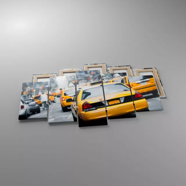 Wandbilder 160x85cm 5 tlg Leinwandbild Taxi Stra�e New York XXL Bilder Wanddeko 2