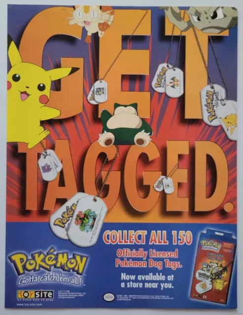 1999 Pokemon Dog Tags Nintendo Power Ad 8x10.5"