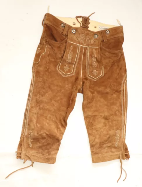COUNTRY MADDOX Herren  Trachten LEDER- LEDERHOSE KNIEBUND  W32 Gr 48  73cm
