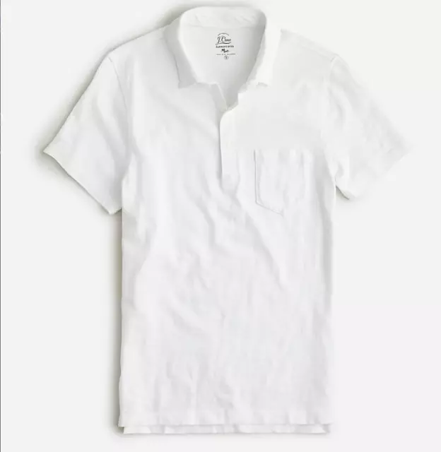 J Crew Polo Men's L Garment-Dyed Cotton Polo Shirt Pocket Polo White Large NWT