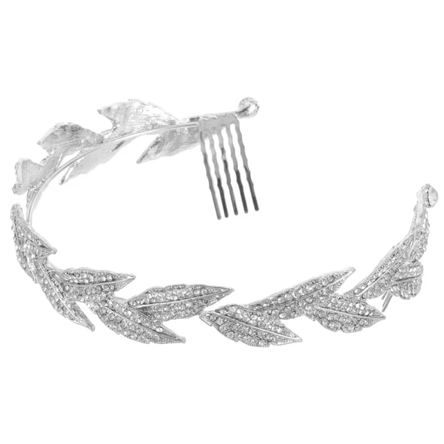 Hair Pin Comb Clip Rhinestone Headpiece Miss Bride Leaves Crystal