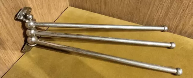 Antique Art Deco Nickel Plated Brass (3) Arm Rod Towel Bar By Art Brass Of Ny