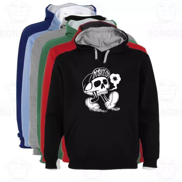 Sudadera NO OFICIAL estampado Capucha Bicolor Tipo DC Calavera Skateboard