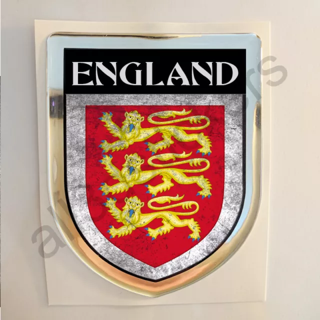 Inghilterra Adesivi Scudetto 3D Emblema Stemma Sporco Resinato Adesivo Resinati