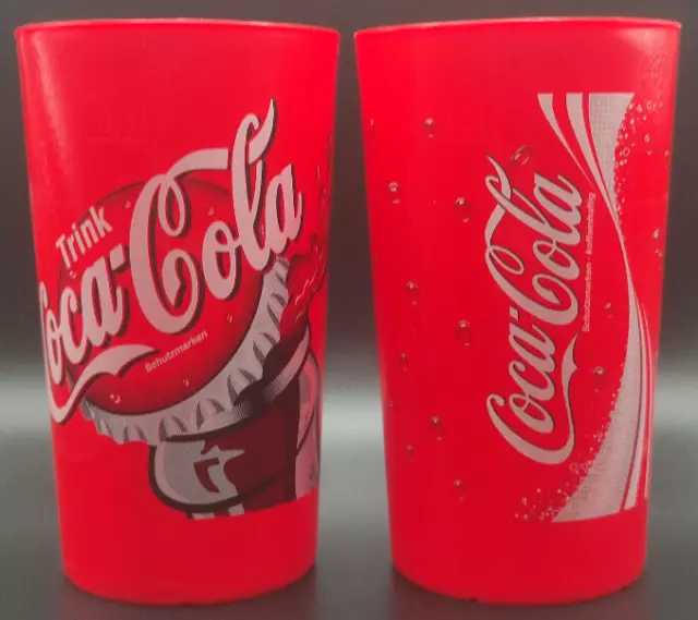 2er Set Coca Cola Becher 0,3l Plastik Kunststoff aus 1999 Retro-Sammelbecher