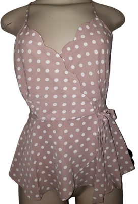 Small Monteau Los Angeles Sleeveless Light Pink Polka Dot Top