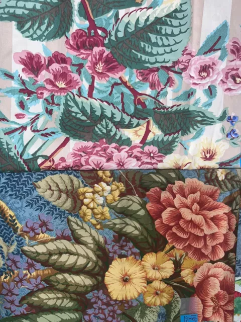 LOT OF 4 Pieces Floral Fabric. Interior Decorator Remnant-peach, Mauve ...