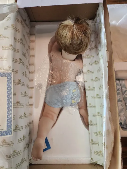 1994 Ashton Drake Galleries SNUG AS A BUG IN A RUG Porcelain Baby Boy Doll 14”