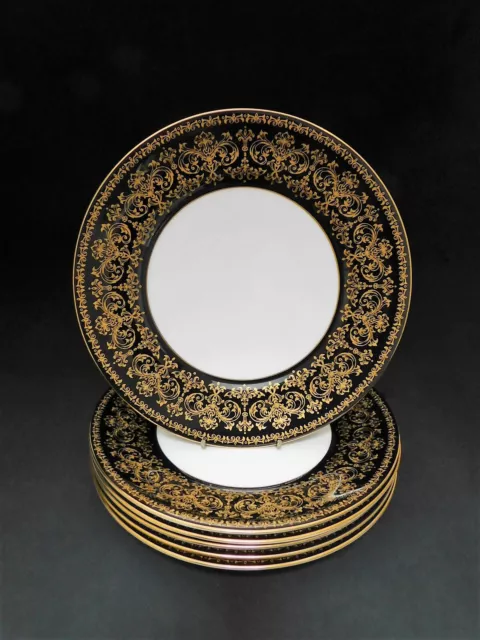 Rare Wedgwood China CAERNARVON INVESTITURE WALES BLACK GOLD DESSERT PLATE 17.8cm