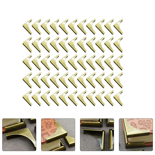 50 Stück Retro Scrapbook Corners Antike Buchecke Protector Eckabdeckung (Bronze)
