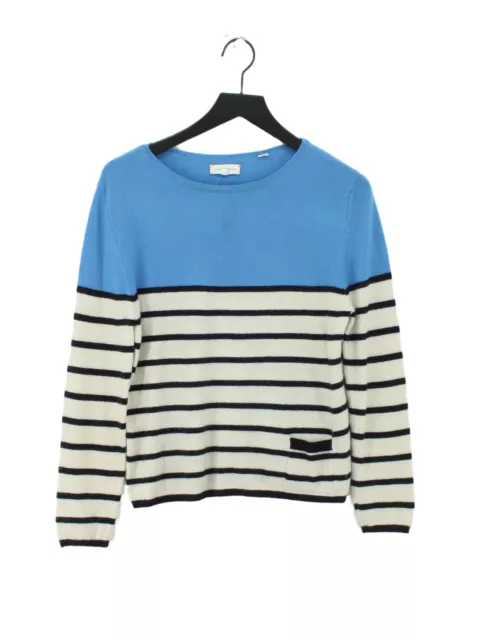 Chinti & Parker Women's Jumper M Blue Striped 100% Cashmere Round Neck Pullover