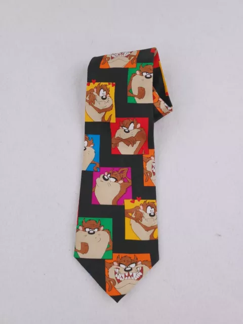 Tazmanian Devil Necktie Looney Toons Vintage 1995 Pink Green Blue Black Mens Tie