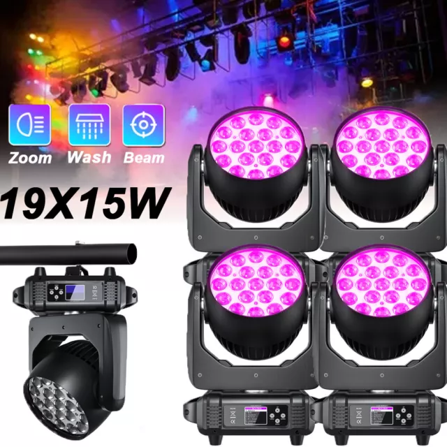 4 uds LED Zoom Beam Wash Moving Head con Flightcase RGBW DMX luz de escenario dj show 2