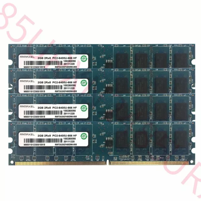 Ramaxel 8GB (4x 2GB) 1G PC2-6400U DDR2 800MHz DIMM Desktop Intel CPU Speicher DE