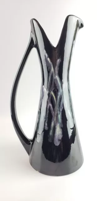 ROYAL HAEGER 16" tall Pitcher Mid Century Modern Black lava drizzle Green Vase