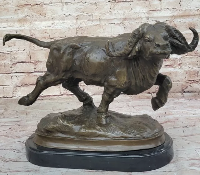 African Cape Water Buffalo Mother Safari Bronze Marble Statue Wildlife Art Sale