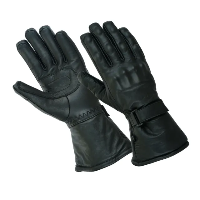 Gallanto Black Motorcycle Armoured Thinsulate Leather Winter Gloves Motorbike