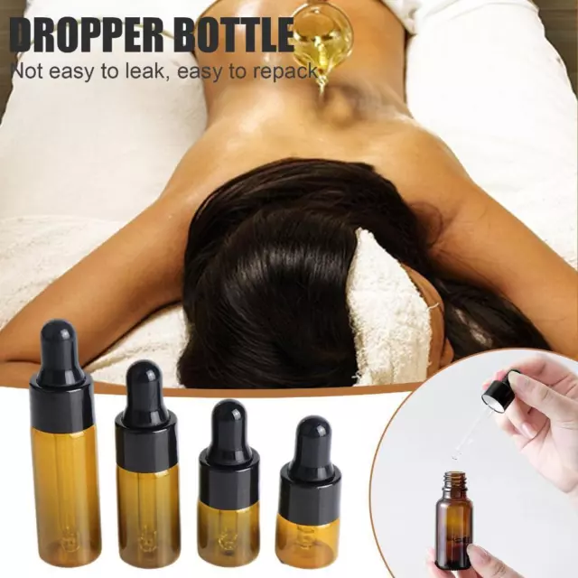 Amber GLASS DROPPER BOTTLES 1-5ml Drop Pipette Aromatherapy Ear Eye Juice X6F8