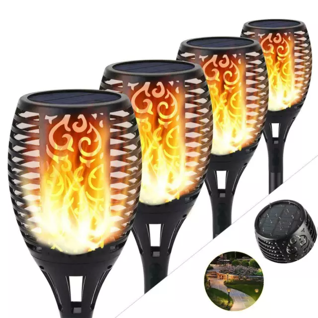 4 Pack Solarfackel LED Vacillante Paysage Lampes Danser Flamme Jardin Lumière