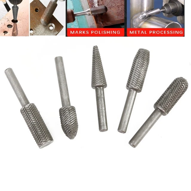 FOR STEEL GRINDING and Carving Rotary Rasp Drill Bit Set 5PCS Metal