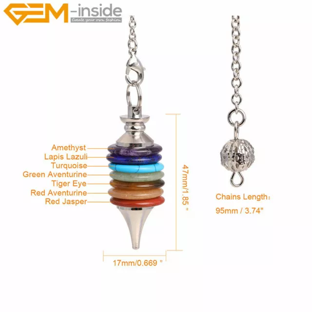 7 Chakra Pendulum Reiki Natural Cocktail Quartz Gemstones Pendant Stone Healing