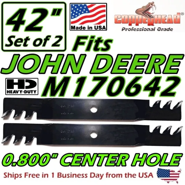 Copperhead 2-Pk 42" Hd John Deere Mulching Blades M170642 - X330 X345 X380 Accel