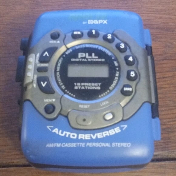 GPX SPORTS AM FM Personal Stereo Cassette Player Blue Gray 31.72