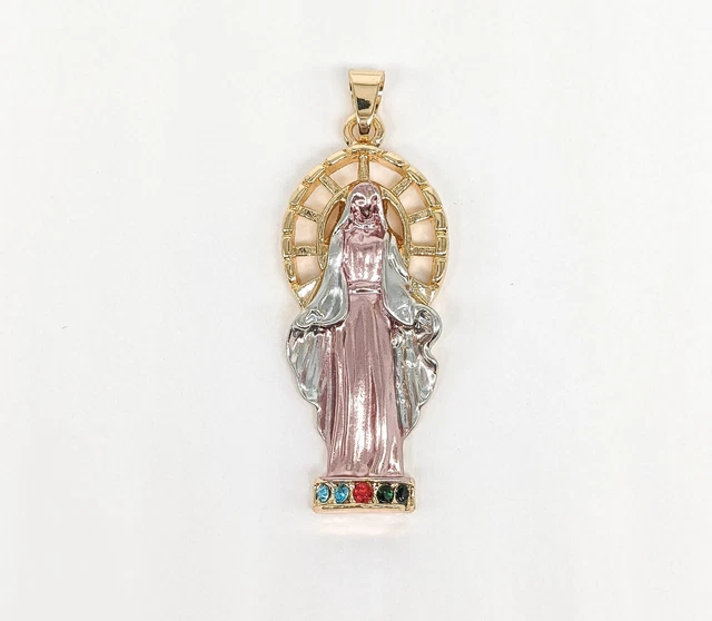 Gold Plated My Lady Virgin Mary Pendant Oro Laminado Virgen de Guadalupe Medalla