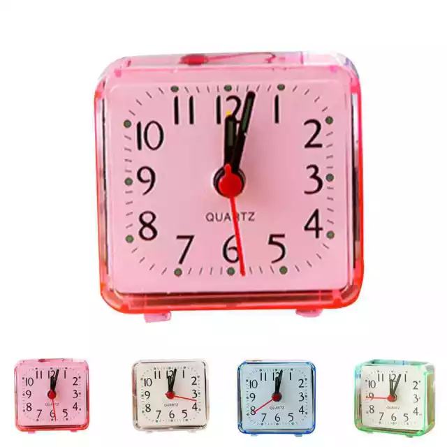 Mini Alarm Clock Bed Travel Compact Square Beep Table Colour Cute watch for kids 3