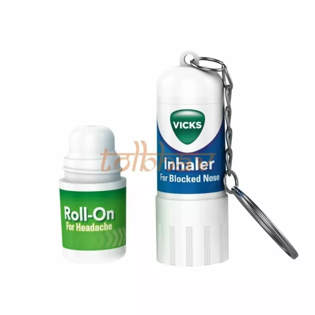 2 X Vicks Roll-On Inhaler 2-In-1 Relief : pour les maux de tête et le nez... 3