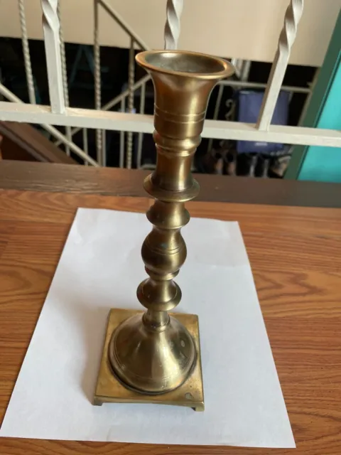 Vintage Solid Brass Candle Stick Holder Large 10" Inches has patina
