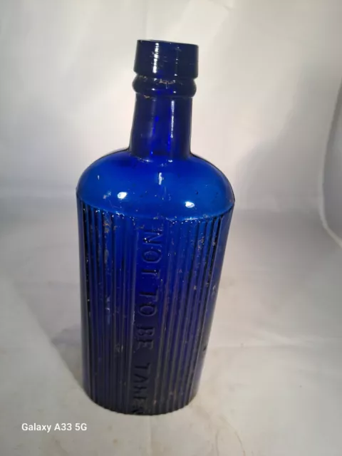 Nice Victorian Cobalt Blue Oval Shaped NTBT Poison Bottle c1890's