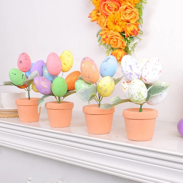 YYGQDR Uova di Pasqua illuminate, albero centrotavola pasquale, ornamenti da appendere a forma di uovo di Pasqua albero artificiale per Pasqua Holiday Home Decor