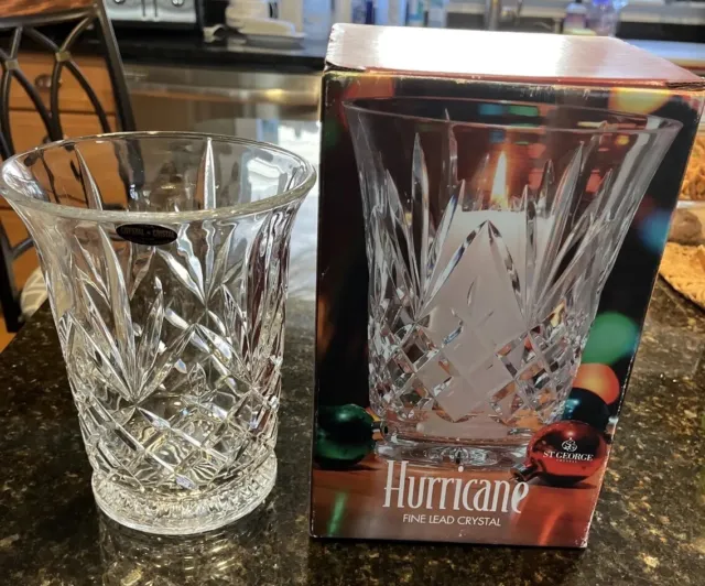 Fine Lead Crystal Large Hurricane vase by St. George Christmas Table
