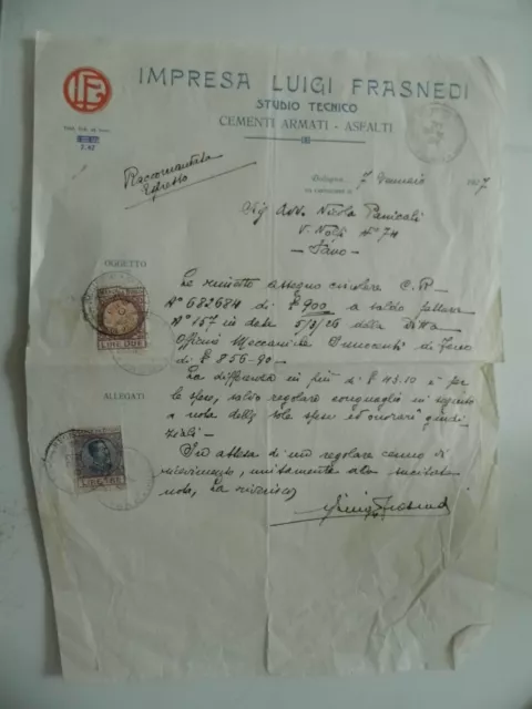 "Impresa Luigi Frasnedi Studio Tecnico Cementi Armati - Asfalti Fano" 1929