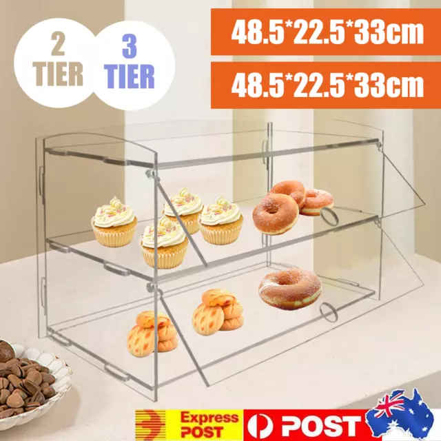 2-3 Tier Acrylic Bakery Cake Display Cabinet Donuts Cupcake Pastries Commercial