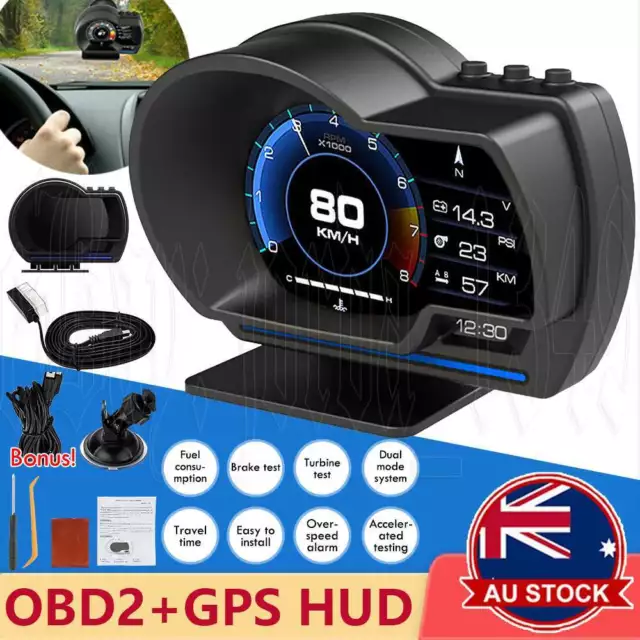 Auto Head Up Display Gauge GPS OBD2 Car Digital Speedometer Turbo HUD Gauge AU