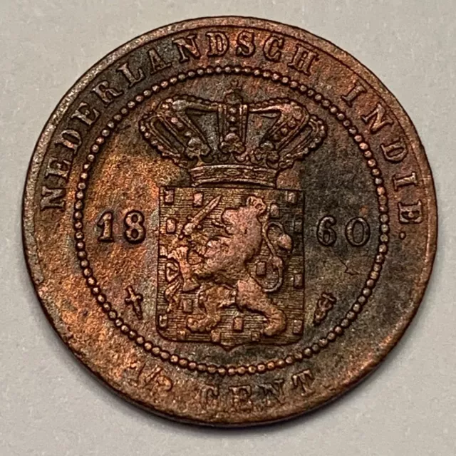 1860 Netherlands East Indies 1/2 Cent Coin  FREE SHIPPING