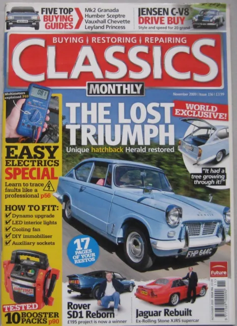 Classics magazine 11/2009 featuring Rover SD1, Triumph, Jaguar, Jensen, Ford