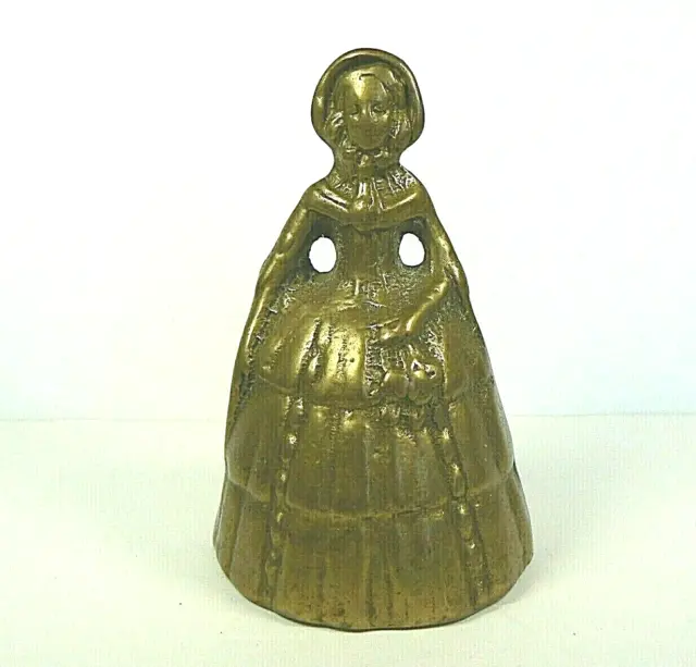 Vintage 4.5" Tall Brass Solid Woman  Heavy Clanger Dinner Tea Bell