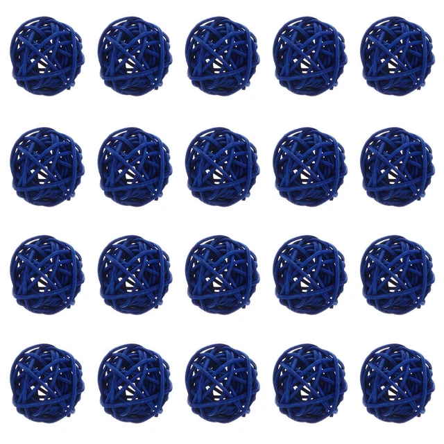 20 Pcs Weaving Rattan Balls Rattan Decorative Ornaments Blue Decor Charm