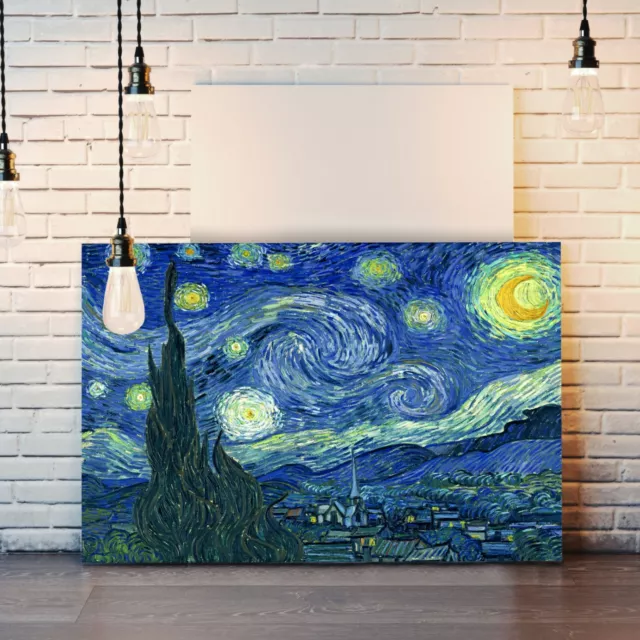 Van gogh Starry Night CANVAS WALL ART ARTWORK 30MM DEEP FRAMED PRINT Bedroom