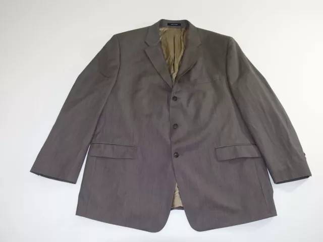 Calvin Klein Men's Suit Jacket Size 48 Regular Taupe 48R 100% Wool Blazer Coat