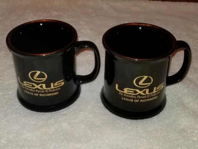 2 Lexus Coffee Mugs Cups VIP Collectible Black Gold Car Auto Glasses